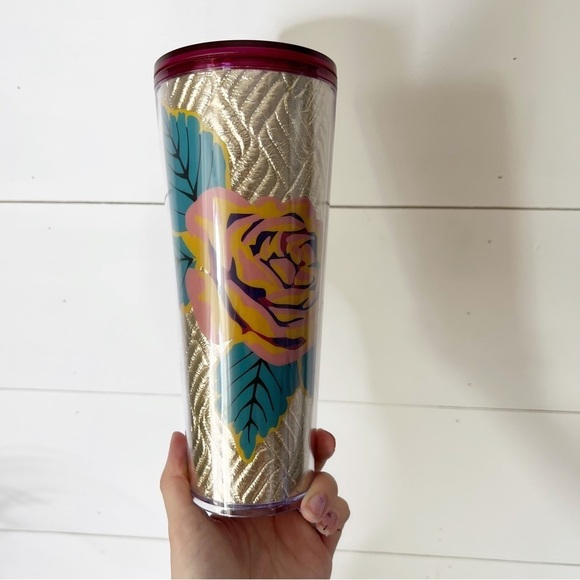 Starbucks Gold Quilted Foil Rose Tumbler 24 oz - Picture 1 of 5